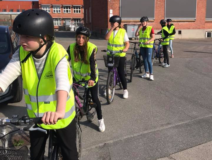 Billed af elever til cykelprøve